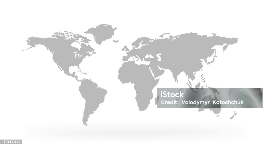 Carte du monde d'isolement sur le fond blanc - vecteur de stock. - clipart vectoriel de Planisphère libre de droits