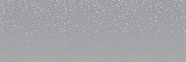 Vector illustration of Seamless falling snow or snowflakes. Isolated on transparent background - stock vector.