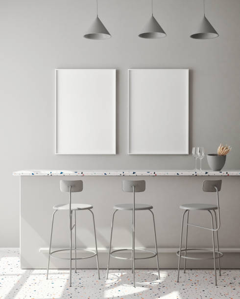 istock mock up poster frame in modern monochrome interior background, scandinavian style, 3D render 1178830194