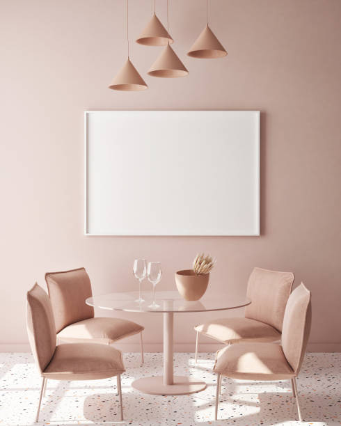istock mock up poster frame in modern monochrome interior background, scandinavian style, 3D render 1178830249