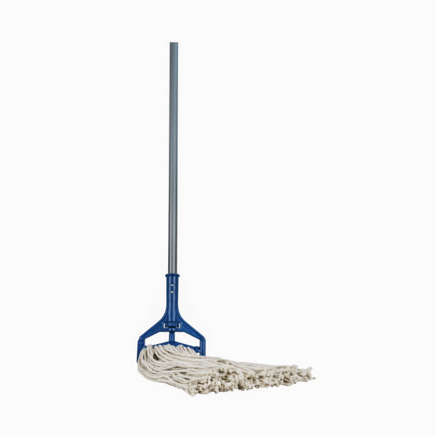 Industrial Heavy Duty Mop with Handle blue and grey stock photo
