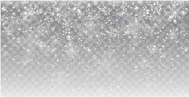 ilustraciones, imágenes clip art, dibujos animados e iconos de stock de nieve o copos de nieve realistas sin costuras. aislado en fondo transparente - vector de stock. - backgrounds black glitter multi colored