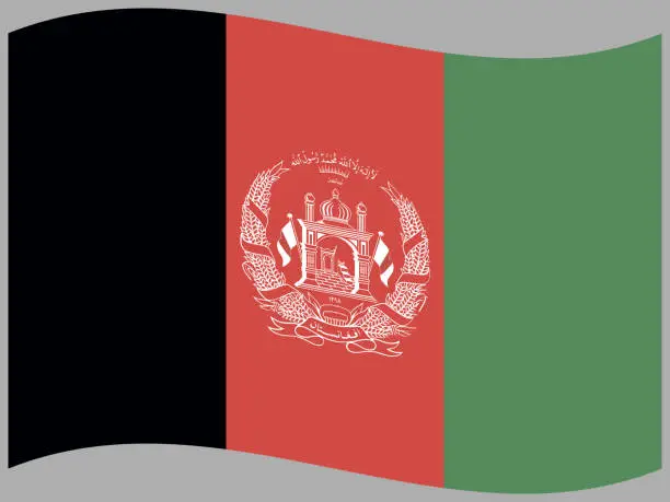 Vector illustration of Afghanistan National flag waving effect on gray background . For your business. original color and proportion. vector illustration, from all continents countries set.