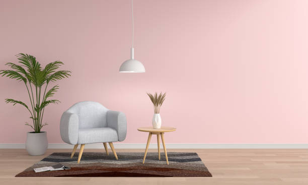 istock Gray sofa in pink living room, 3D rendering 1178840093