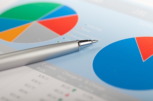 Pen on Business Graphs and Charts