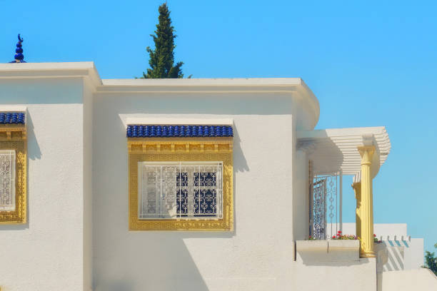 istock White arabic building with white gate against blue sky 1178849524