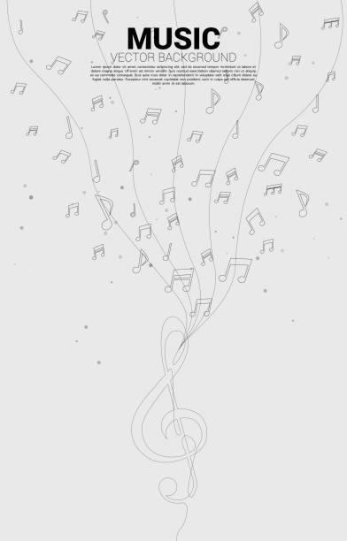 ilustrações, clipart, desenhos animados e ícones de fluxo da dança da nota da melodia da música do vetor com uma linha nota do sol. - muscular build audio