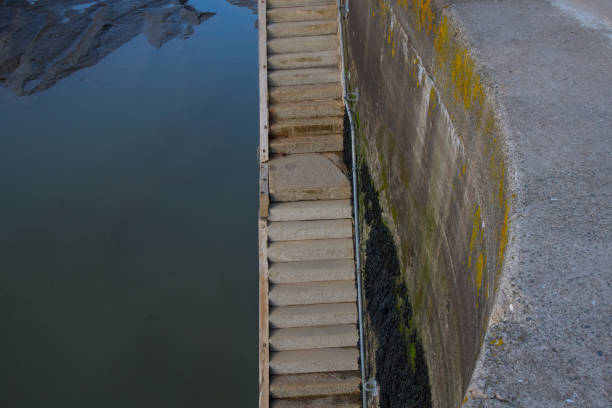 Steps leading down to the water in a Cornish harbour