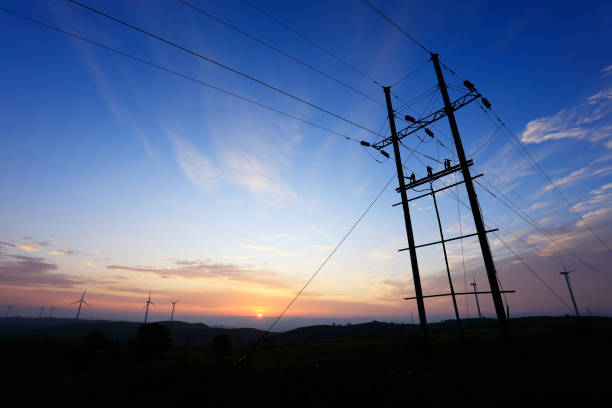 istock The electric pole is in the evening 1178861881