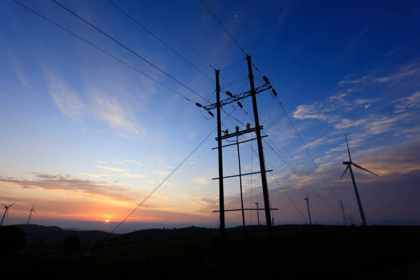 istock The electric pole is in the evening 1178861931