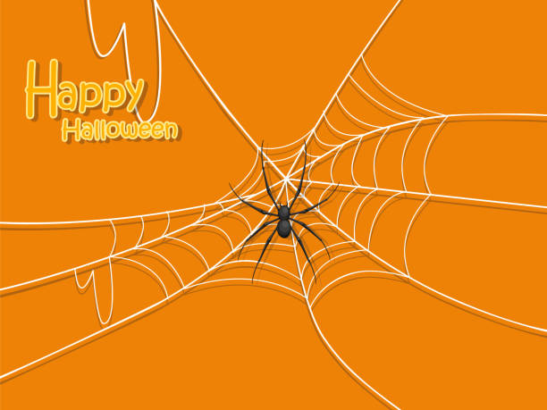 istock Happy Halloween. Spider black and cobweb on color Background. Card, poster, banner. Vector illustration 1178868326