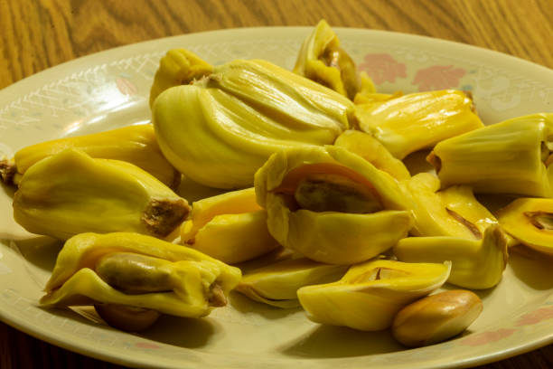 istock Jackfruit (Artocarpus heterophyllus), a fruit processing where seeds and flesh can be seen. 1178873656