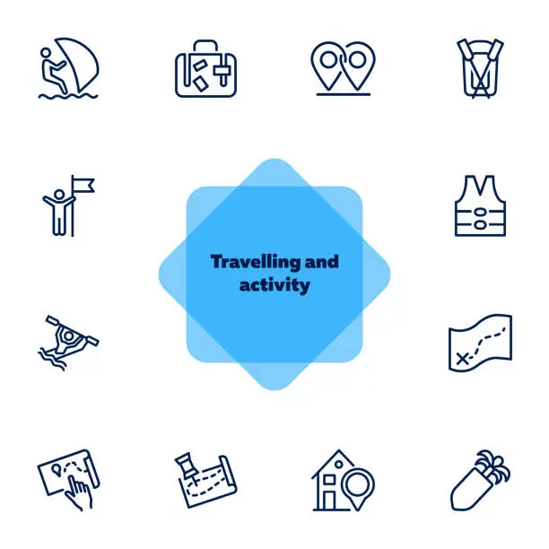 Vector illustration of Travelling and activity icons