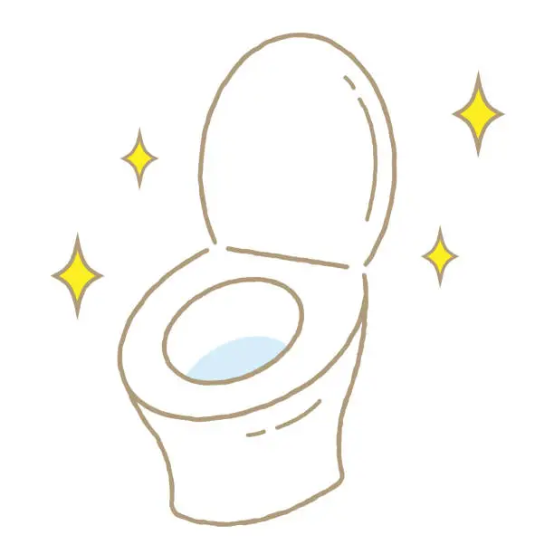 Vector illustration of clean toilet bowl linear illustration. Bathroom cleaning concept