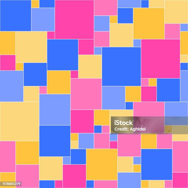 Disssie Carrés Roses Jaunes Bleus Vector Ezin Sest Dissié Formes Géométriques ...