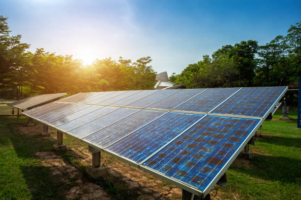 istock Solar panel on blue sky background, Alternative energy concept,Clean energy,Green energy. 1178888447