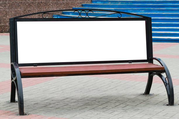 istock Street poster on the bench, blank with white space for text,  mock up 1178888453