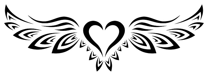 Tribal Tattoo Heart With Wings Stock Illustration - Download Image Now -  Heart Shape, Animal Wing, Tattoo - iStock