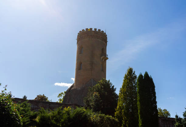la torre chindia (turnul chindiei) e le rovine dell'antica fortezza medievale di targoviste, in romania. - tirgoviste foto e immagini stock