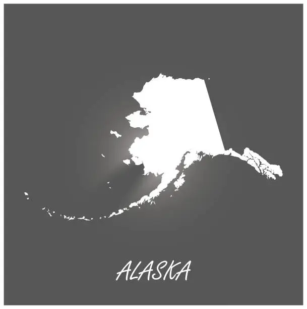 Vector illustration of Alaska map vector outline black and white background illustration