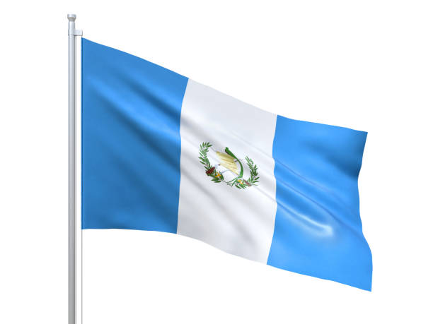 istock Guatemala flag waving on white background, close up, isolated. 3D render 1178903958
