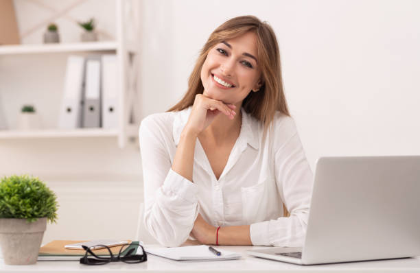 istock Successful Entrepreneur Lady Sitting At Laptop In Modern Office 1178904585