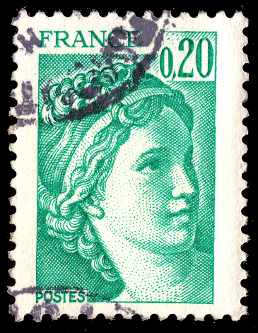 A stamp printed by France 1978, shows The Sabine Women by Jacques-Louis David (1748-1825)