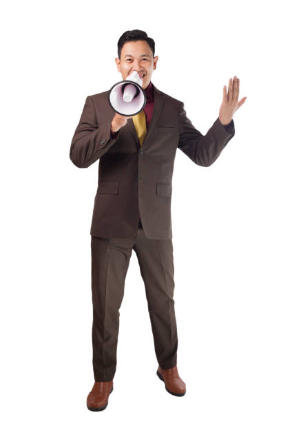 istock Young Businessman Smiling Shouting Using Megaphone, Marketing Promotion Concept 1178907900