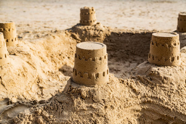 子供のためのビーチの砂の城 ストックフォト