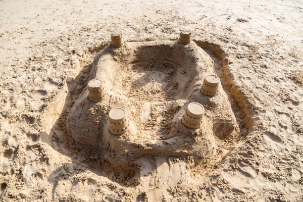 子供のためのビーチの砂の城 ストッ��クフォト