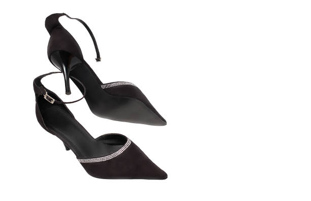 istock Black shoes on a white background, pointed toe, stiletto heels 1178909974