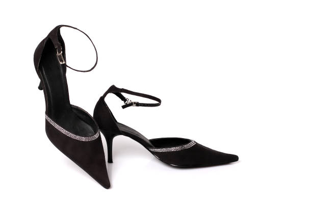 istock Black shoes on a white background, pointed toe, stiletto heels 1178909981