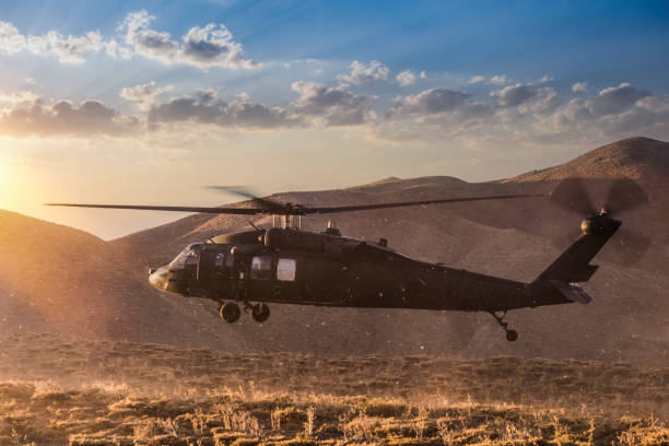 istock Military Helicopter landing 1178909987