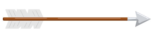 istock Bow wooden arrow with white plumage and steel tip icon flat design vector illustration isolated on white background. 1178910867