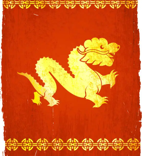 Vector illustration of Chinese dragon on royalty free vector Background