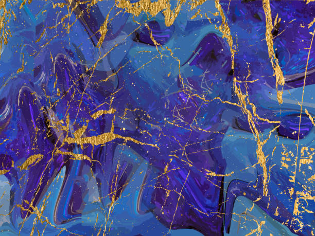 istock Blue Marbling Texture design with gold for poster, brochure, invitation, cover book, catalog. Vector 1178912363