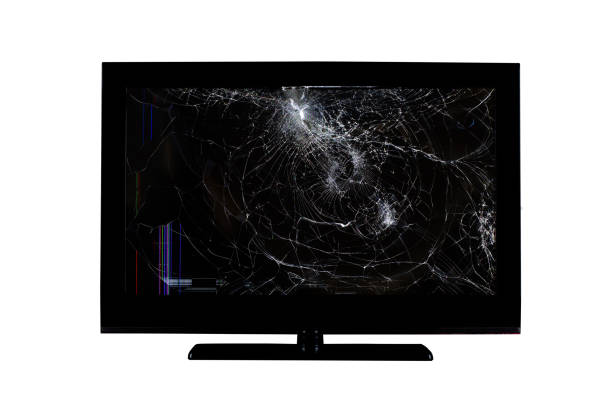 istock colored stripes and cracks on a broken screen of a liquid crystal display, computer monitor or full hd television isolated on a white background 1178913594