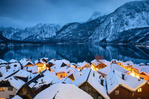 istock Hallstatt Village In Snow 1178915996
