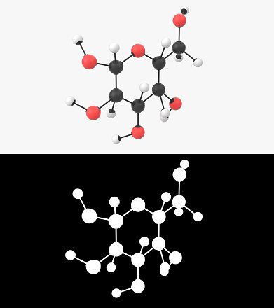 3D illustration of a molecule on white background with alpha layer