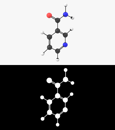 3D illustration of a molecule on white background with alpha layer