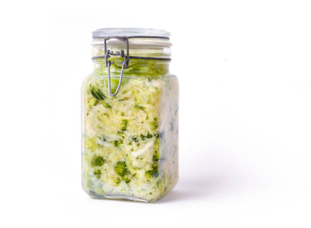 Fermented cabbage vegetables in mason jar