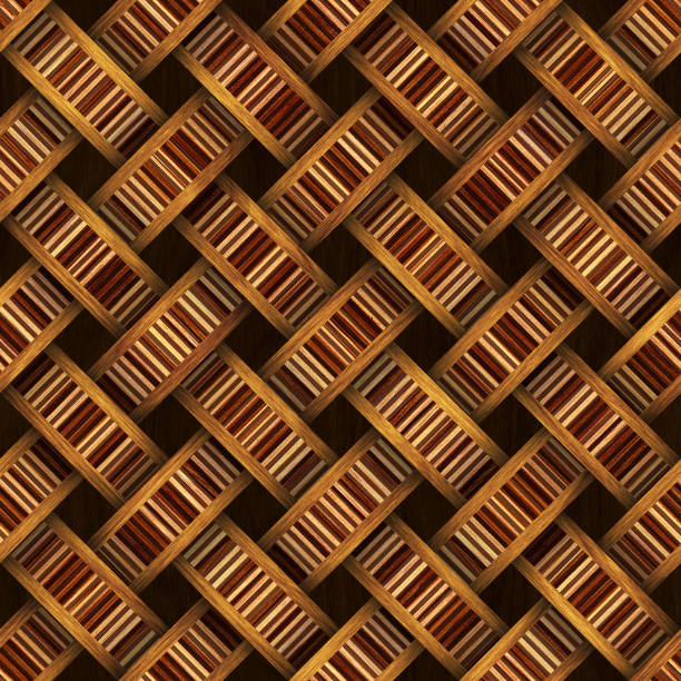 istock Wood seamless texture with diagonal cross stripes pattern, weave texture, 3d illustration 1178918481