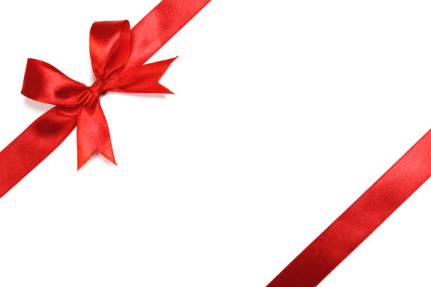 istock Shiny red satin ribbon on white background 1178921043