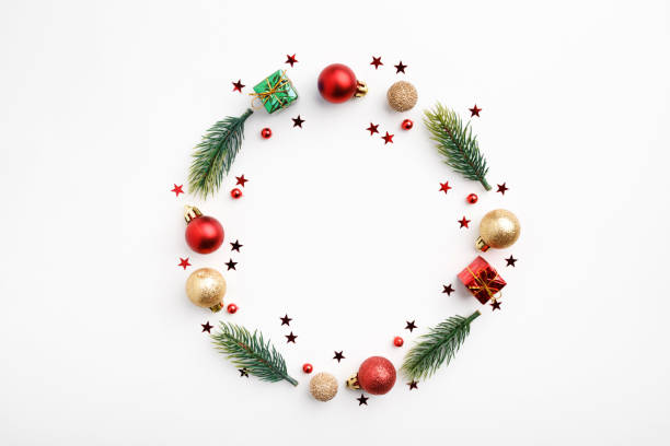 istock Christmas Round Frame from Branches and Christmas Balls. 1178921157