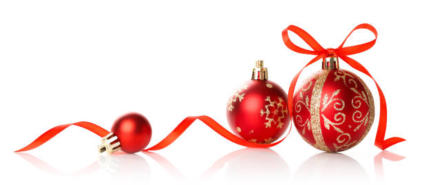 istock Red Christmas decoration bauble with ribbon bow on white background 1178921493