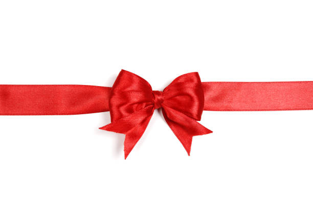 fiocco regalo in raso rosso isolato su bianco - bow satin red large foto e immagini stock