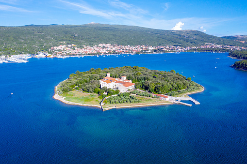 Town of Bakar in Kvarner bay aerial view, Adriatic coast of Croatia