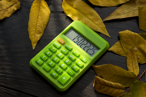 Autumn business picture with a calculator