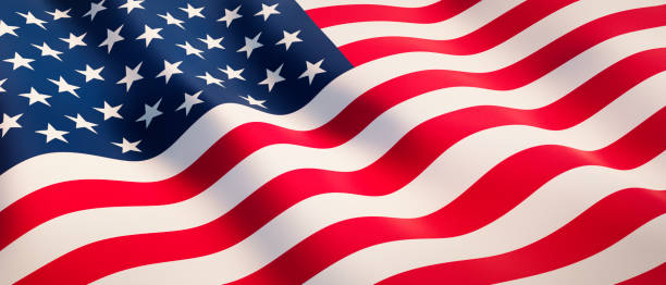 American waving flag Waving flag of USA in sunny daylight as a background flag backdrop stock pictures, royalty-free photos & images