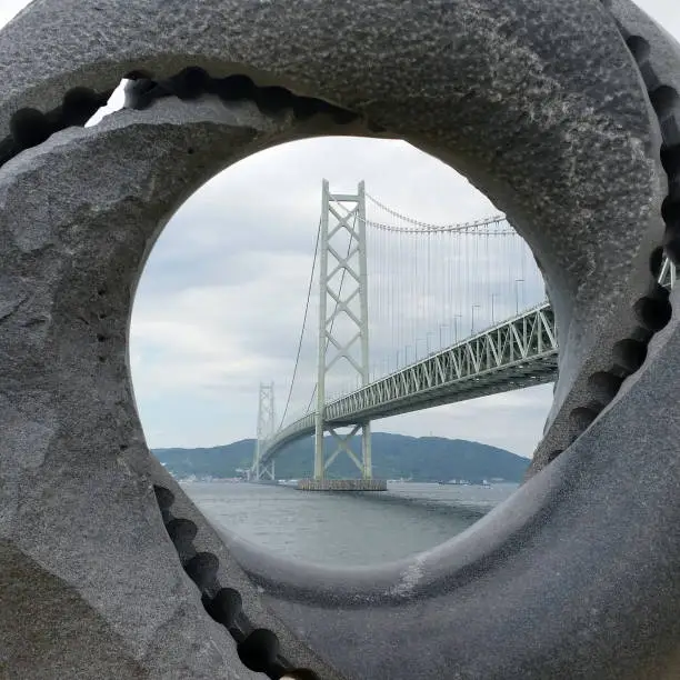 The interesting angle to see Akashi-Kaiyo bridge